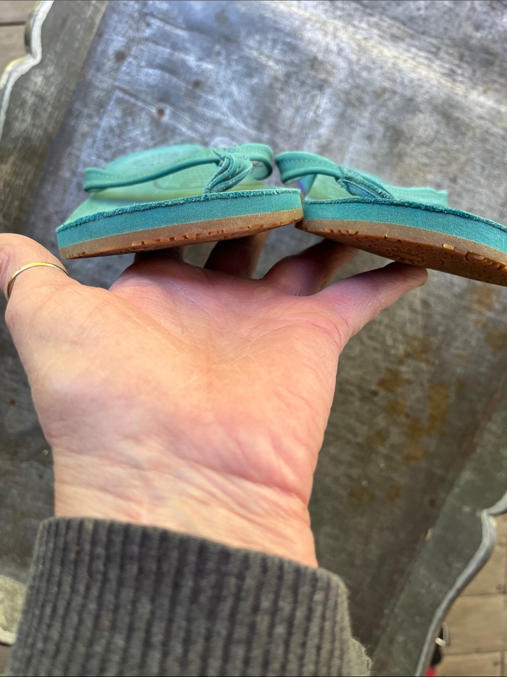 UGG Teal Suede Flip Flop Sandals - Picture 6 of 11